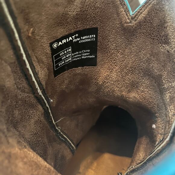 Ariat Round Up Bella Brown Western Leather Boots Size 8.5 - Picture 7 of 10